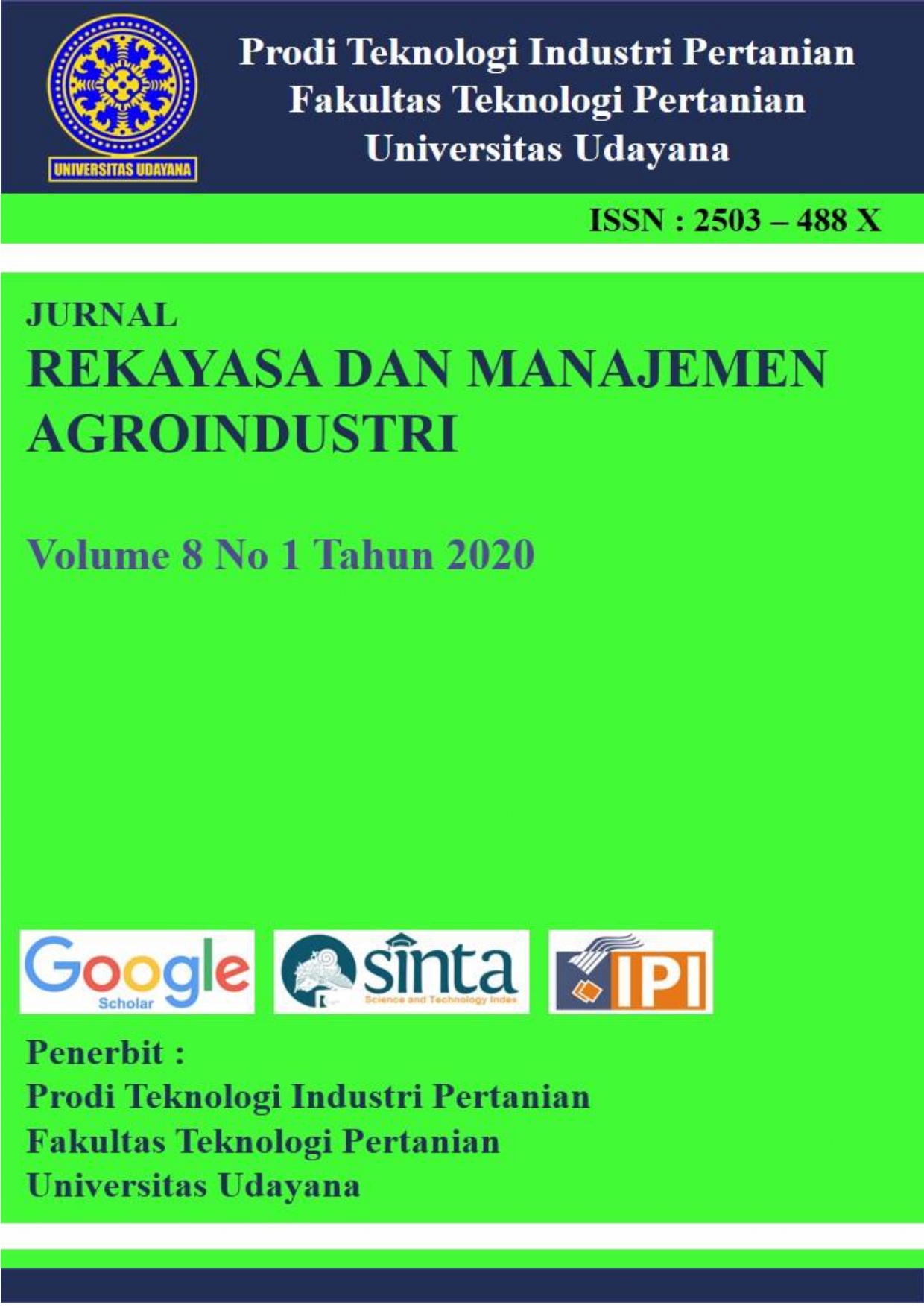 					View Vol. 8 No. 1 (2020): Maret
				