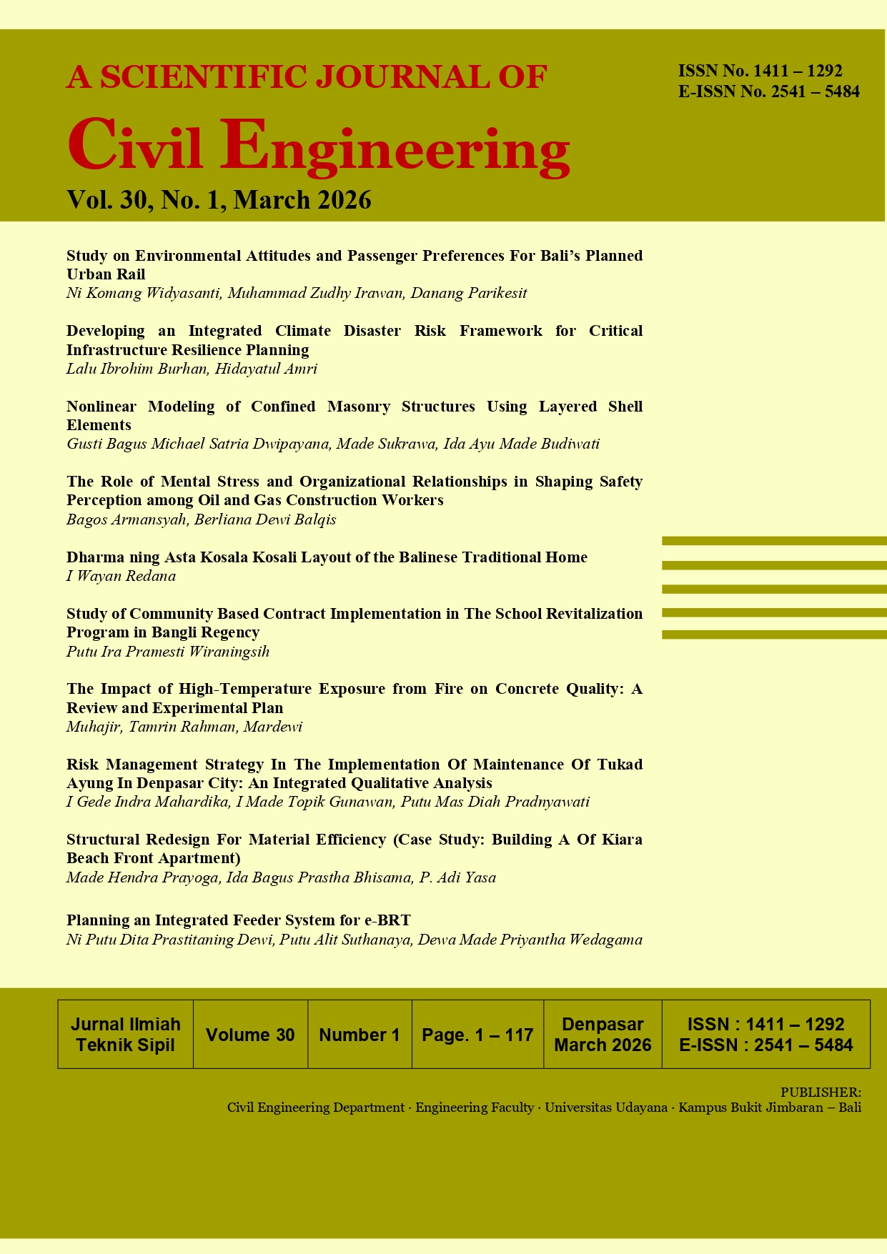 					View Vol. 30 No. 1 (2026): Vol. 30 No. 1 (2026): Jurnal Ilmiah Teknik Sipil
				