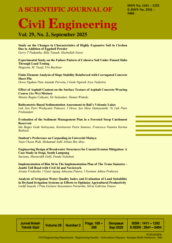 					View Vol. 29 No. 2 (2025): Jurnal Ilmiah Teknik Sipil, Vol. 29 No. 2, September 2025
				